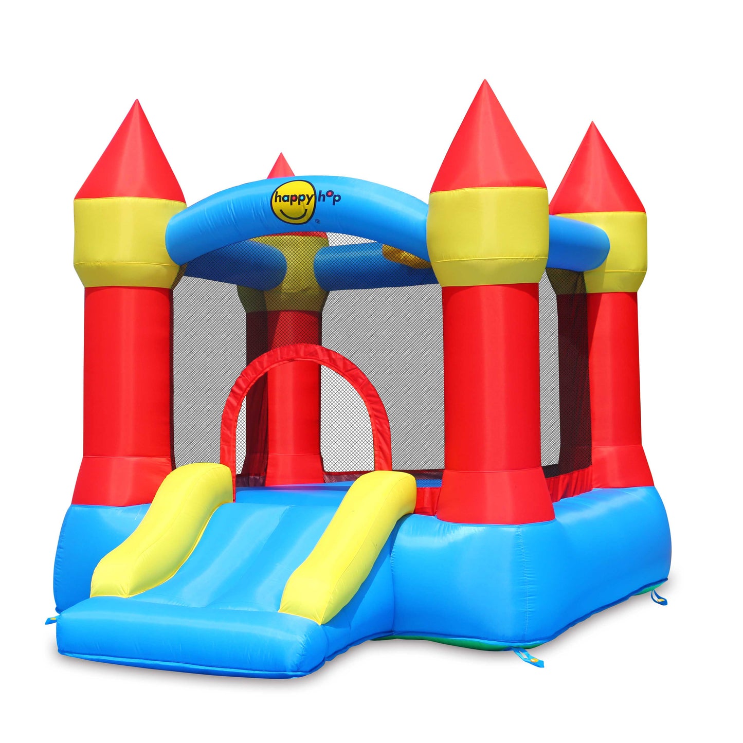 Plum® Happy Hop Castle Bouncer with Slide and Hoop