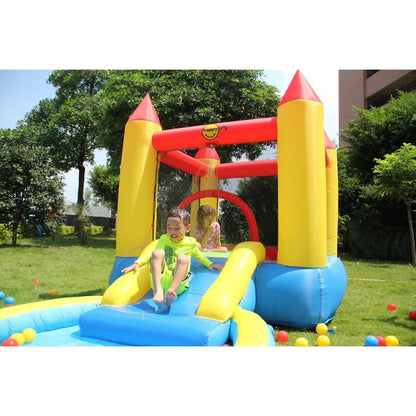 Plum® Happy Hop Castle Bouncer with Slide and Hoop