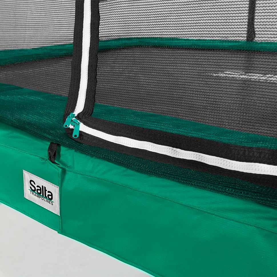 12ft x 7ft Salta Green Rectangular First Class Trampoline with Enclosure