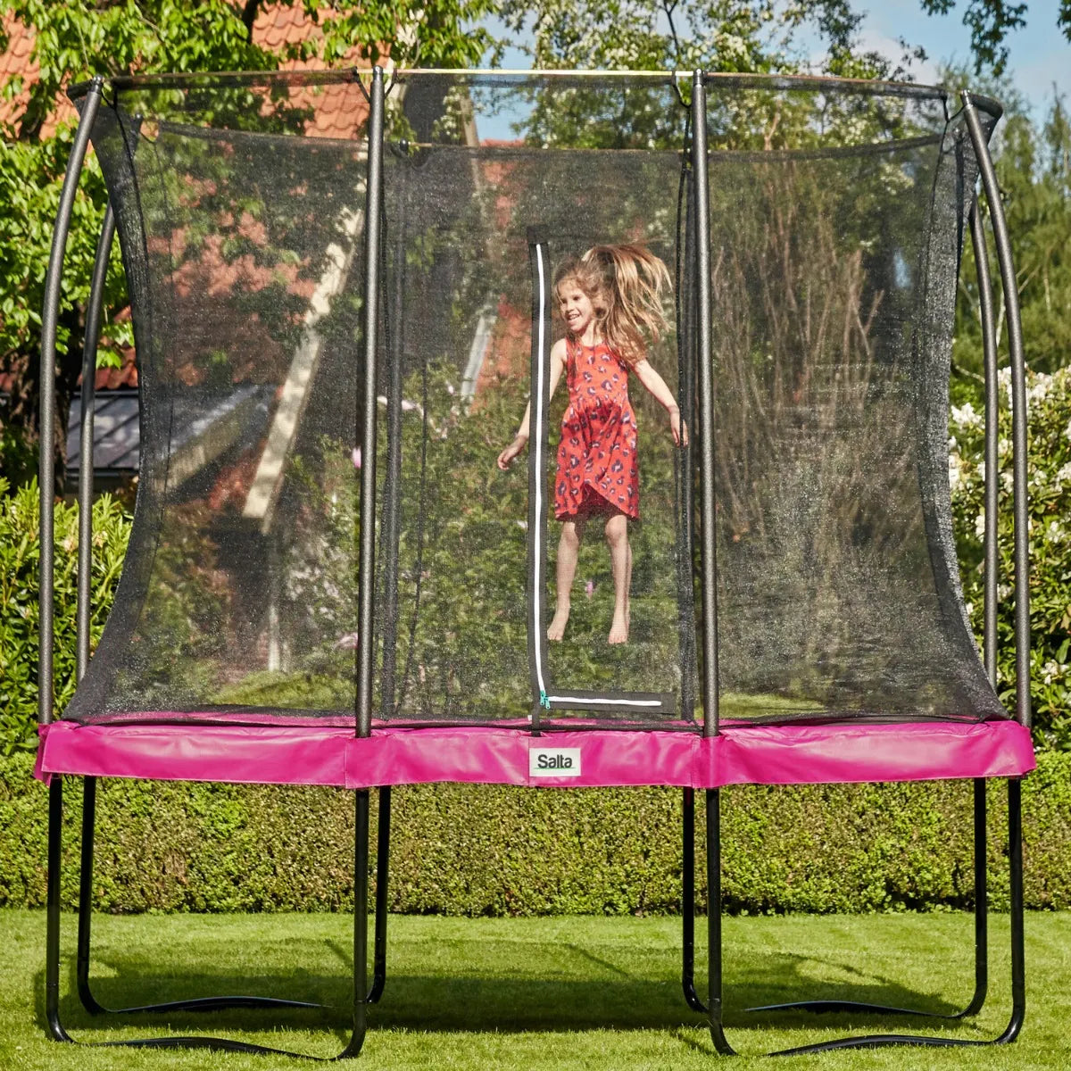 7ft x 5ft Salta Pink Rectangular Comfort Edition Trampoline with Enclosure