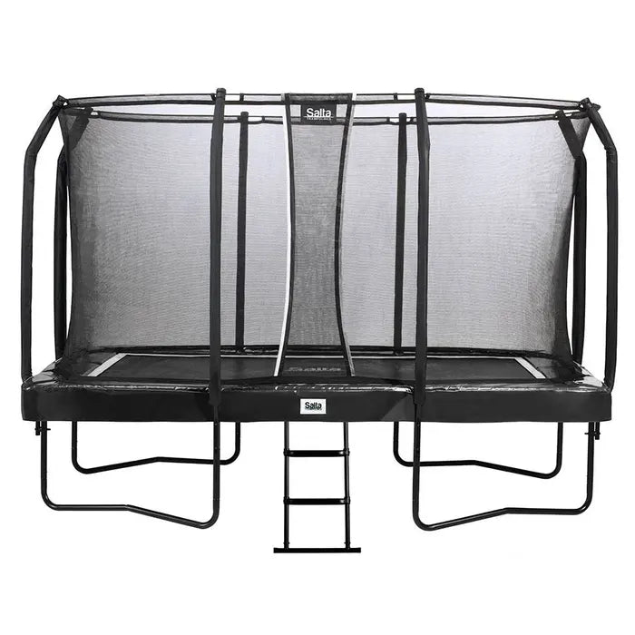 12ft x 7ft Salta Black Rectangular First Class Trampoline with Enclosure