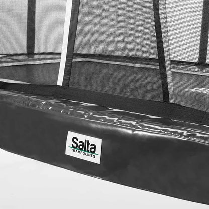 12ft x 7ft Salta Black Rectangular First Class Trampoline with Enclosure