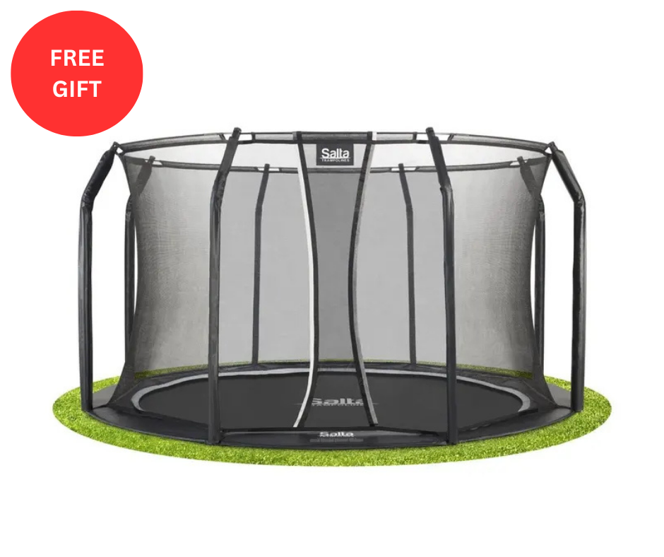 13ft Salta Black Royal Baseground Round Trampoline with Enclosure