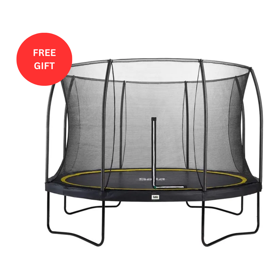 12ft Salta Black Round Comfort Edition Trampoline with Enclosure