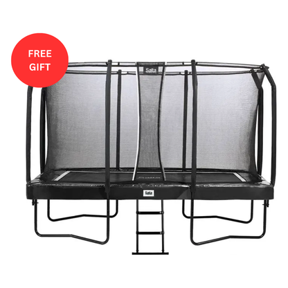 12ft x 7ft Salta Black Rectangular First Class Trampoline with Enclosure